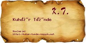 Kuhár Tünde névjegykártya